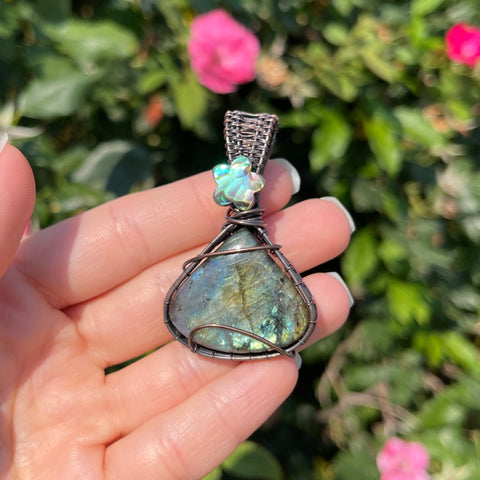 Labradorite & Abalone Pendant