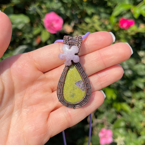 Atlantisite & Lepidolite Pendant