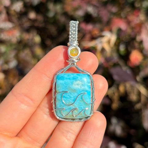 Larimar & Opal Wave Pendant