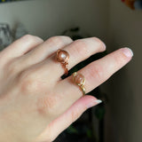 Sunstone/ Peach Moonstone Wire Wrapped Ring