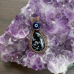 Snowflake Obsidian Evil Eye Pendant