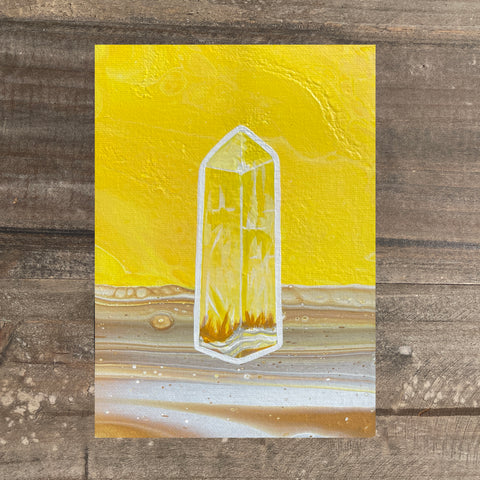 Lemon Calcite Crystal Art Prints